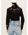 Image #4 - Rockmount Ranchwear Women's Floral Embroidered Long Sleeve Pearl Snap Western Shirt, Black, hi-res
