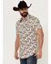 Image #2 - Rock & Roll Denim Men's Cactus Desert Print Short Sleeve Pearl Snap Stretch Western Shirt , Cream, hi-res