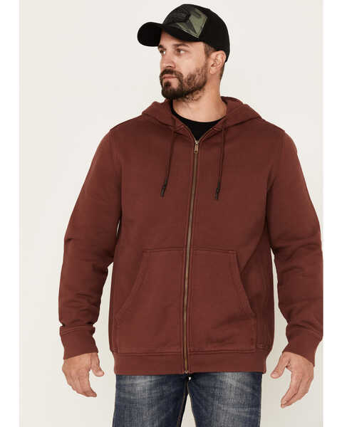 Brothers and Sons Heavy Weathered Hooded Jacket, Burgundy, hi-res