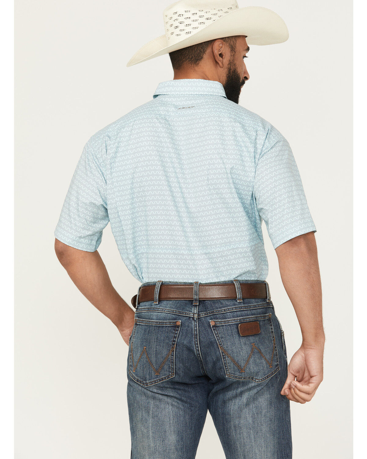 Image #4 - Ariat Men's VentTek Geo Print Short Sleeve Button-Down Western Shirt - Big, Aqua, hi-res
