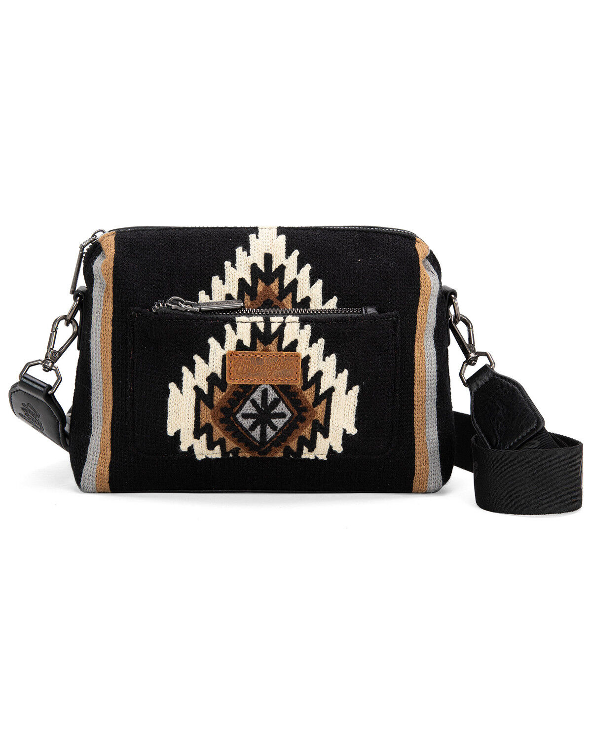Image #2 - Wrangler Women's Daenery's Winter Southwestern Knitted Crossbody Bag, Black, hi-res