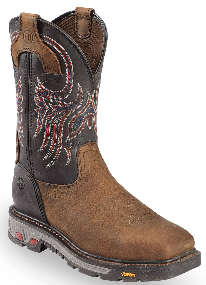 Justin Men's Tanker Black Western Work Boots - Steel Toe, Timber, hi-res