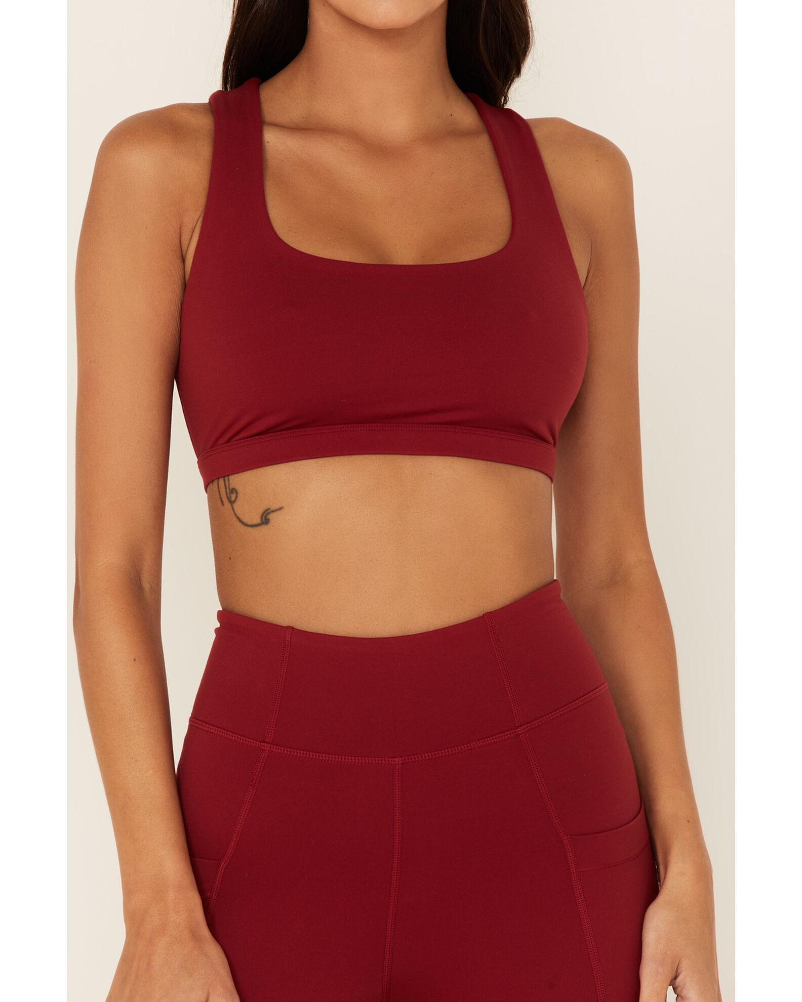 Image #2 - Idyllwind Women's Strappy Back Sports Bra, Burgundy, hi-res