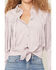Image #3 - Idyllwind Women's Twinpines Faux Suede Button-Down Tie-Front Top, Lilac, hi-res