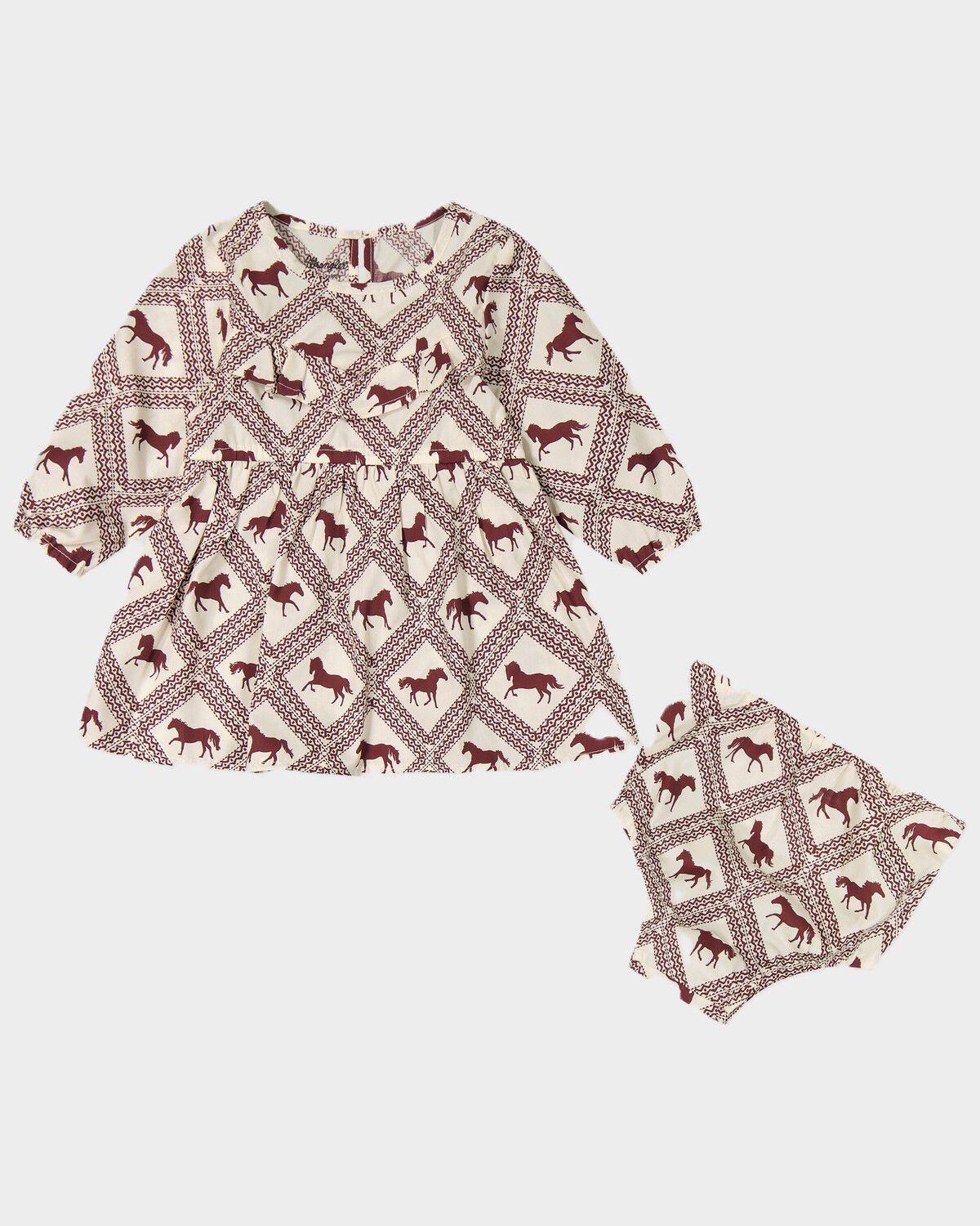Wrangler Infant Girls' Horse Print Long Sleeve Dress, Cream, hi-res