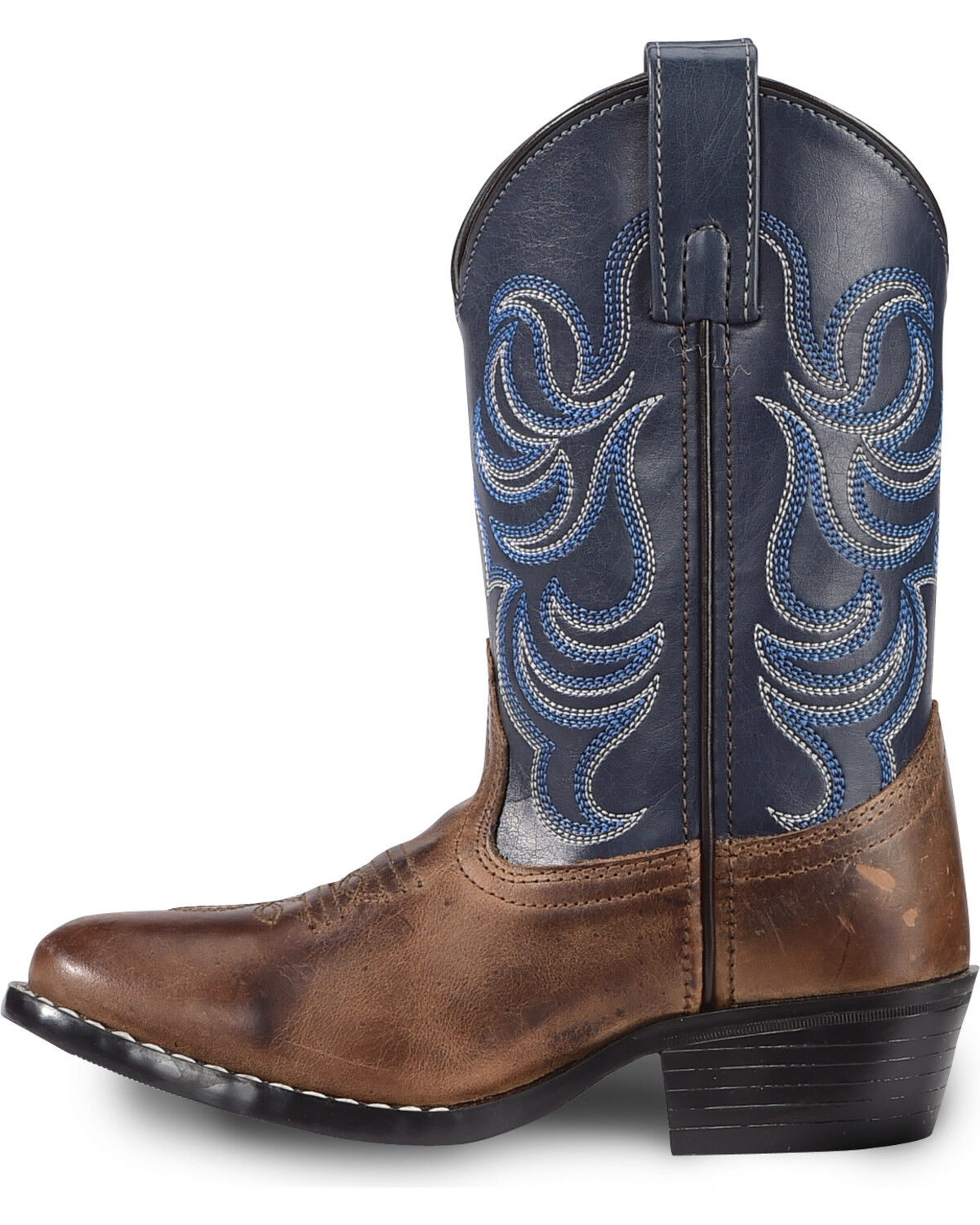 Image #3 - Cody James Boys' Holt Two-Tone Embroidered Western Boots - Round Toe, Brown, hi-res