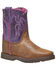 Image #1 - Smoky Mountain Toddler Girls' Autry Western Boots - Broad Square Toe , Purple, hi-res