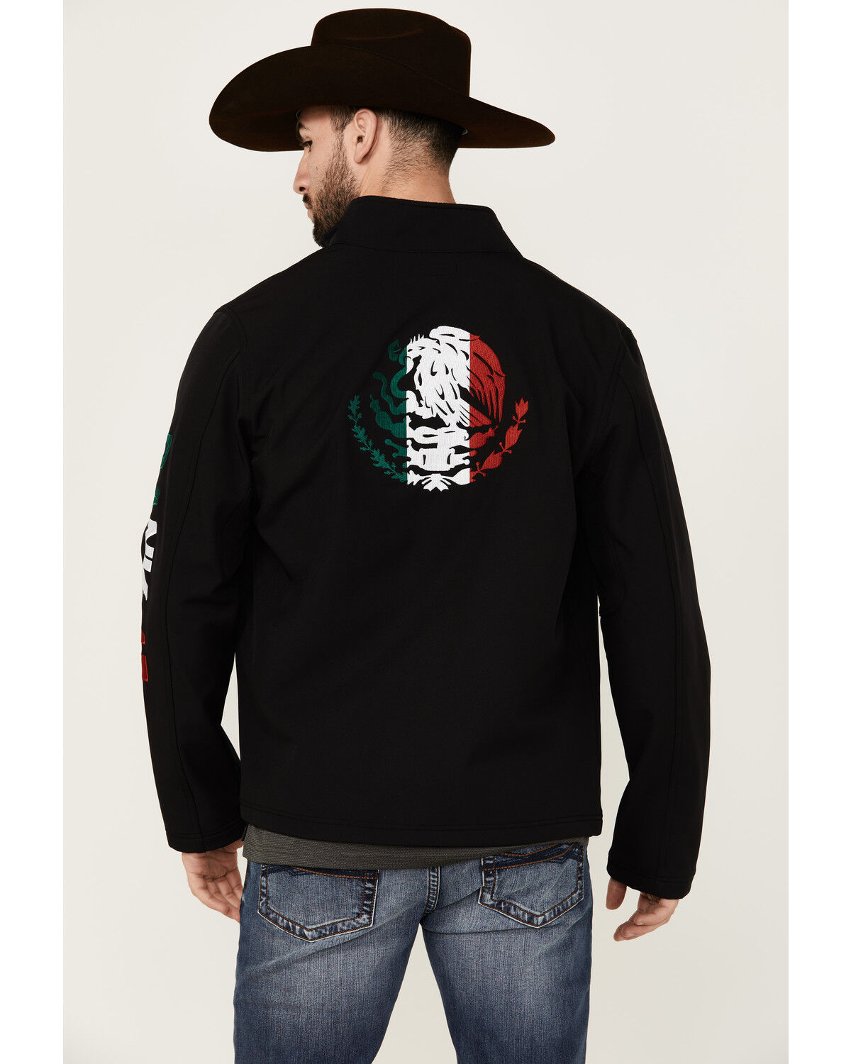 Image #1 - RANK 45® Men's Mexico Embroidered Seal Softshell Jacket, Black, hi-res