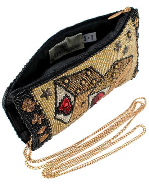 Mary Frances Roll the Dice Gold Beaded Crossbody Phone Bag, Cream, hi-res