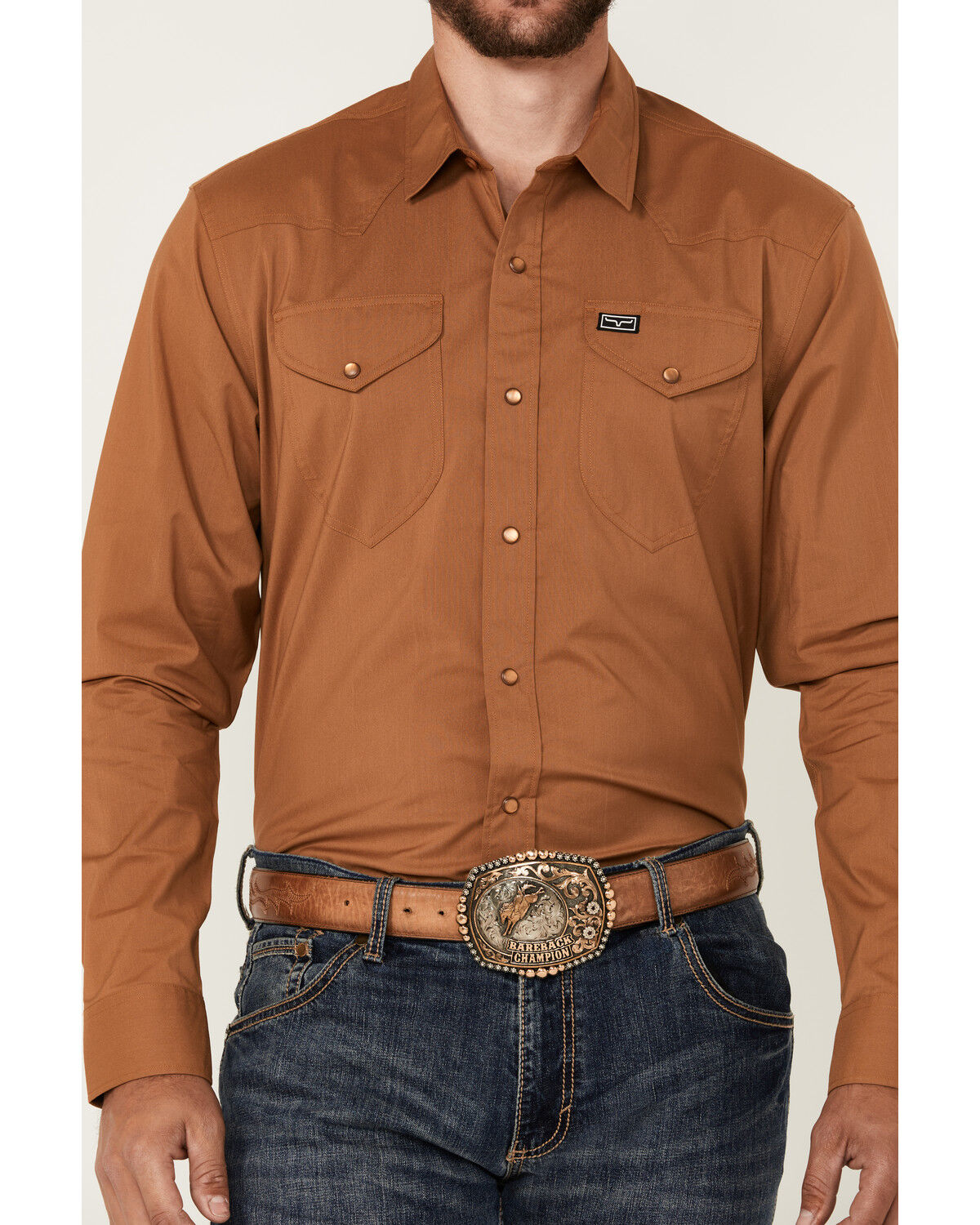Image #3 - Kimes Ranch Men's Blackout Solid Long Sleeve Snap Performance Western Shirt, Brown, hi-res