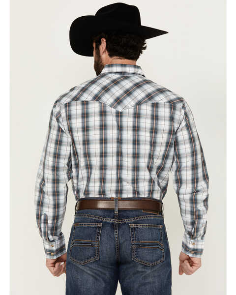 Image #4 - Wrangler Retro Men's Premium Plaid Print Long Sleeve Snap Western Shirt - Tall , Blue, hi-res