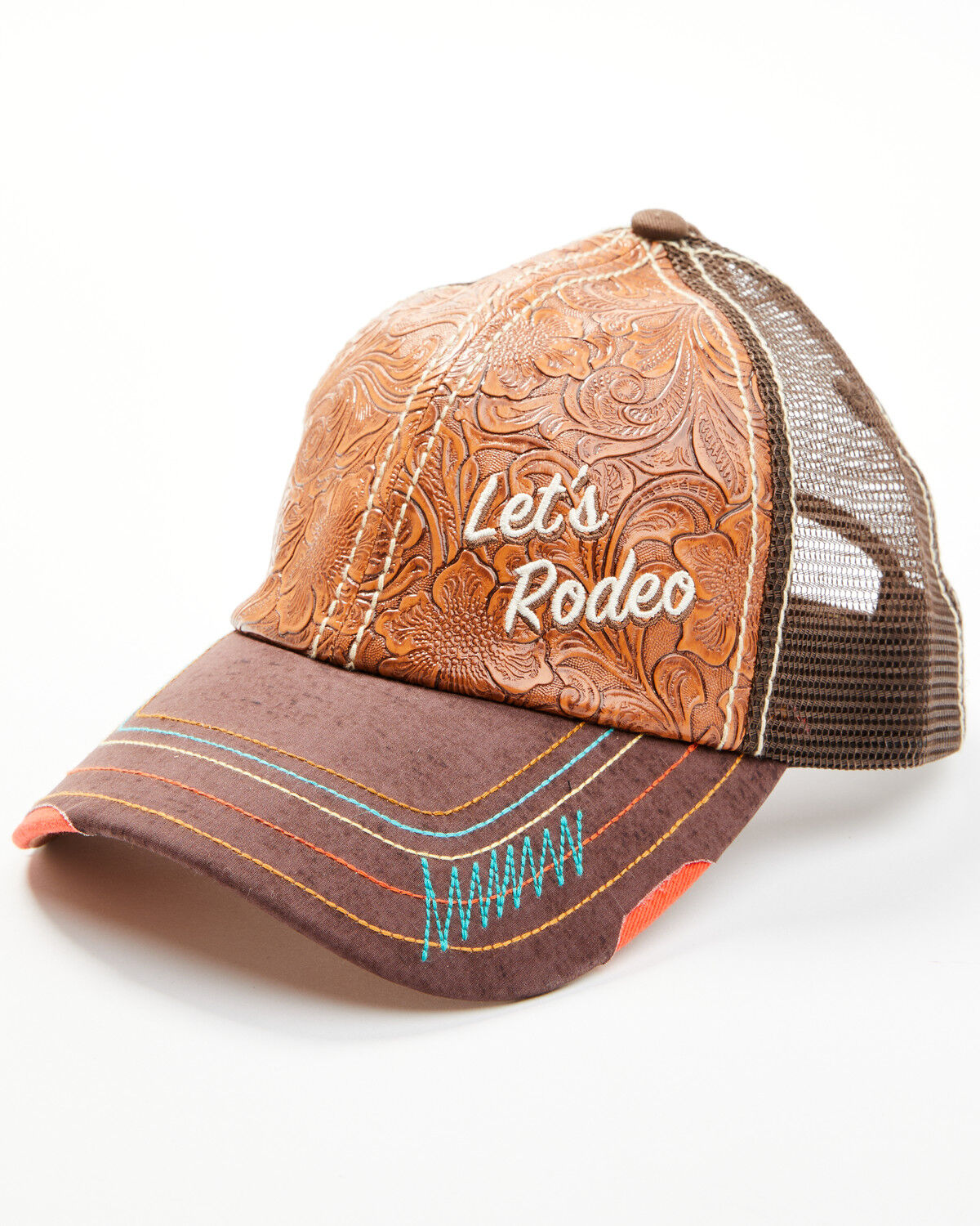 Image #1 - Catchfly Women's Let's Rodeo Ball Cap, Orange, hi-res