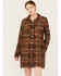 Image #1 - Panhandle Women's Plaid Print Knit Sweater Coat , Dark Brown, hi-res
