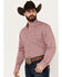 Cinch Men's Geo Print Long Sleeve Button Down Western Shirt, Burgundy, hi-res