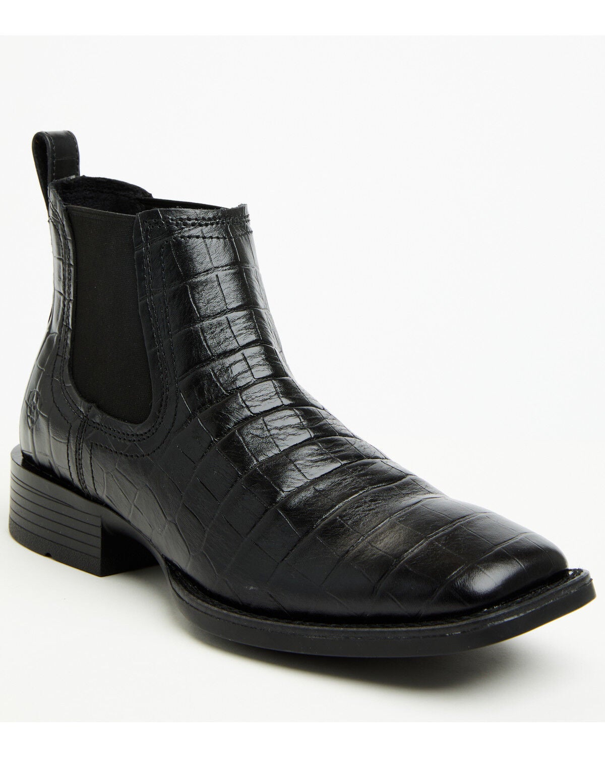 Image #1 - Ariat Men's Booker Crocodile Print Chelsea Boots - Broad Square Toe, Black, hi-res
