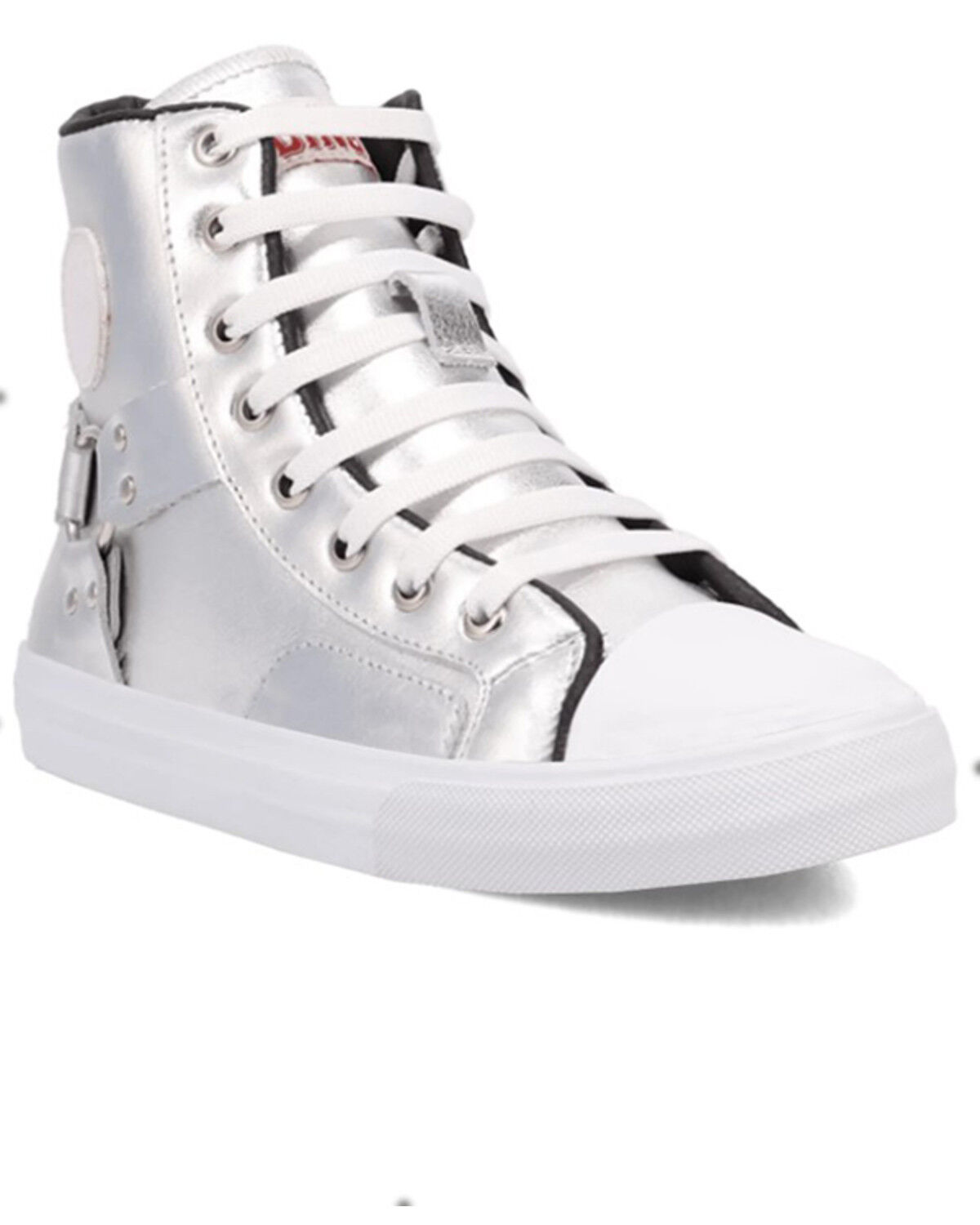Image #1 - Dingo Women's Knarly Metallic High Top Sneaker, Silver, hi-res
