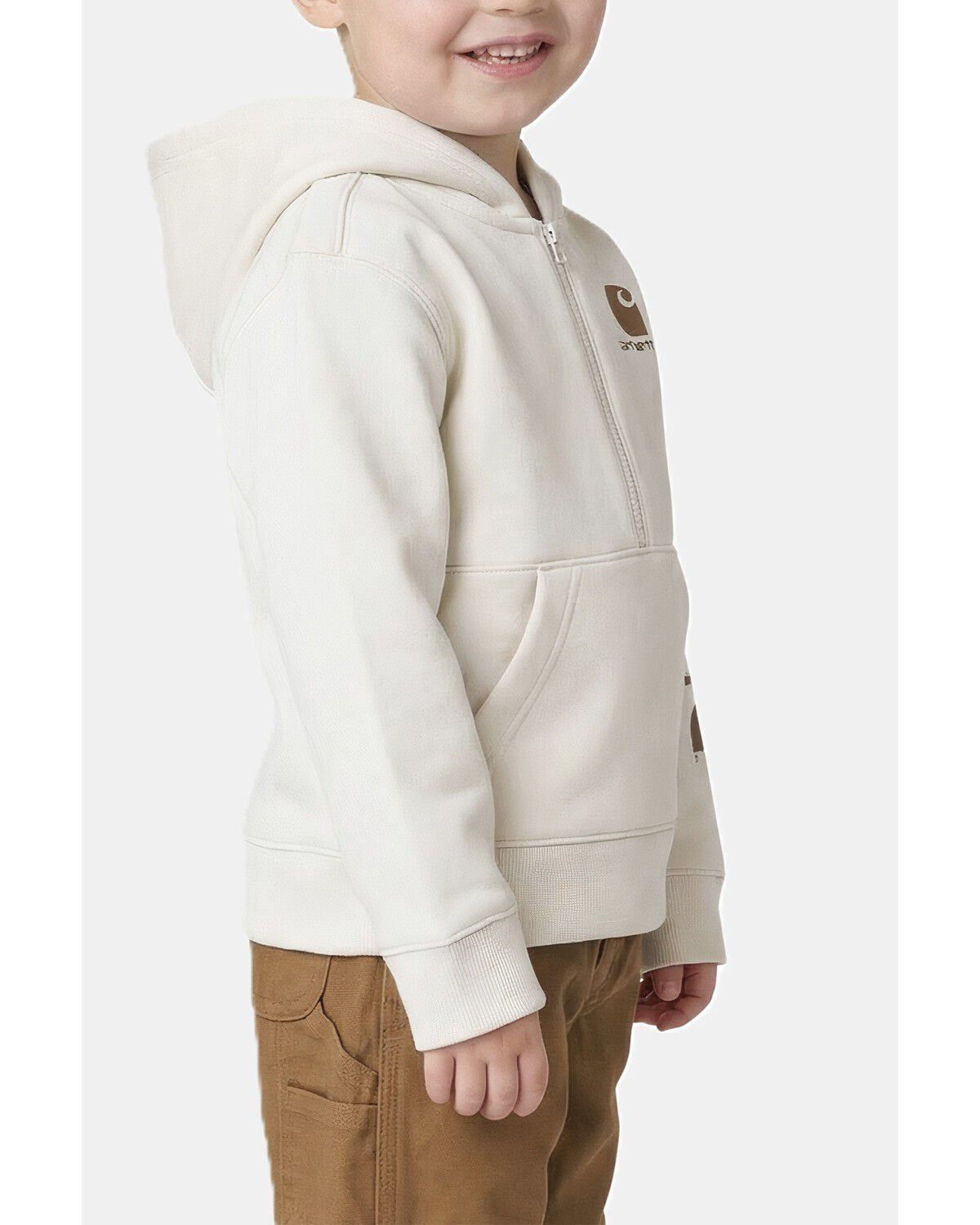 Image #2 - Carhartt Toddler Boys' Long Sleeve Half Zip Hooded Logo Pullover, Cream, hi-res