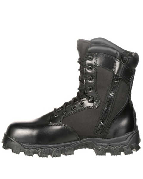 Rocky Men's 8" AlphaForce Zipper Waterproof Duty Boots, Black, hi-res