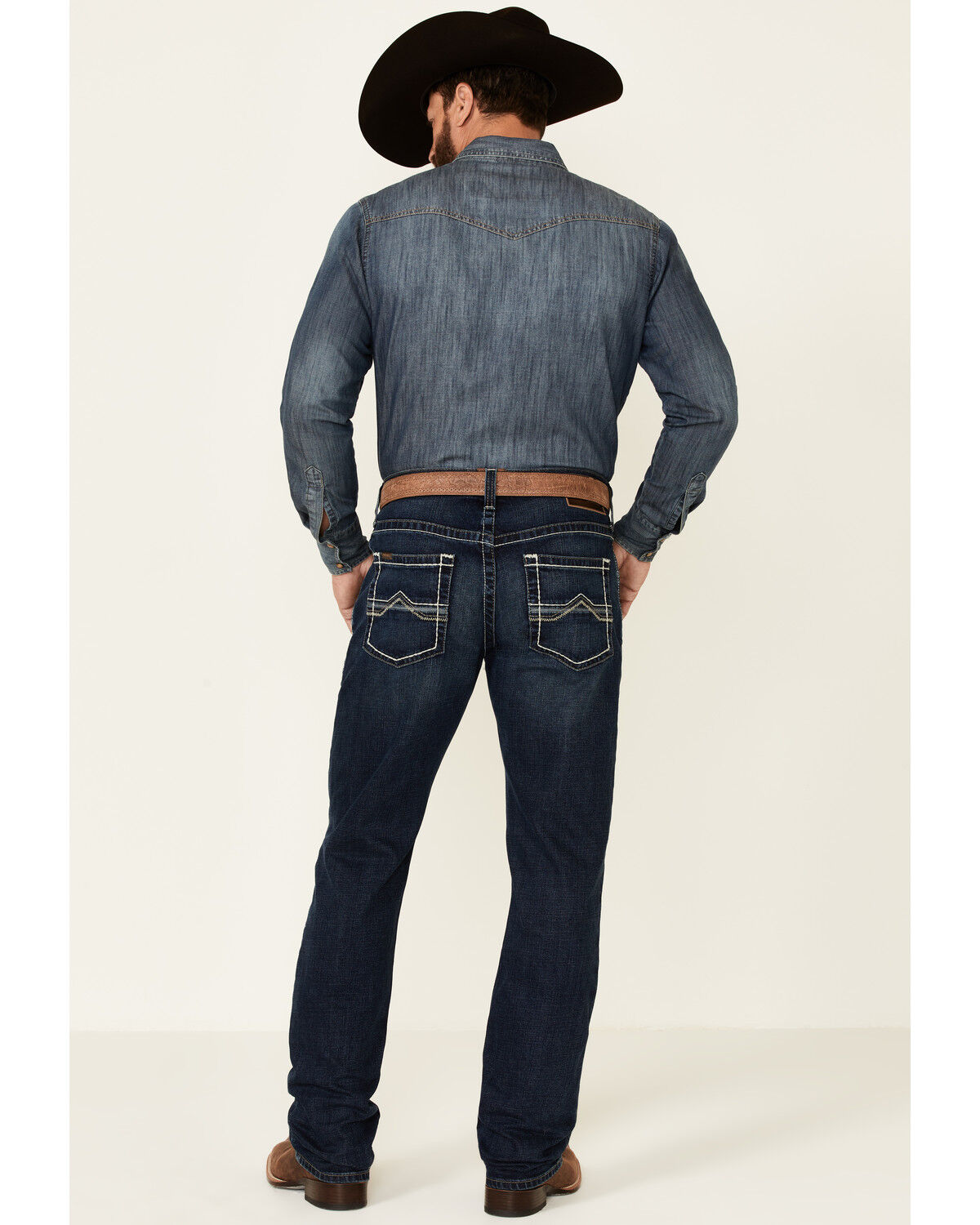 Image #2 - Ariat Men's M4 Barstow Denali Dark Wash Stretch Relaxed Straight Jeans, Blue, hi-res