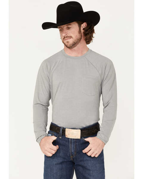RANK 45® Men's Solid Performance Long Sleeve T-Shirt , Charcoal, hi-res