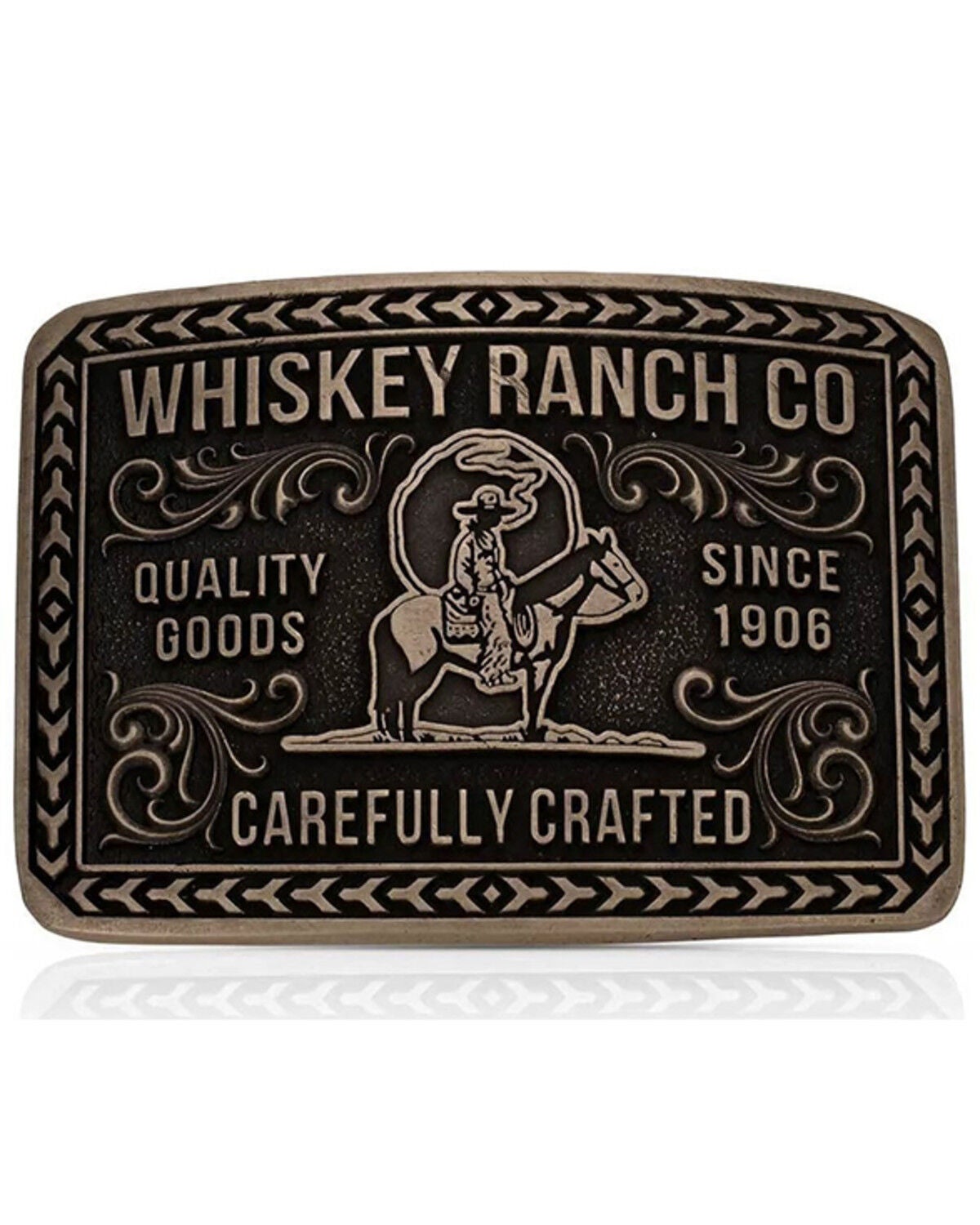 Montana Silversmiths Heritage Rider Whiskey Ranch Belt Buckle, Brass, hi-res