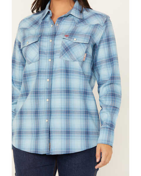 Image #3 - Ariat Women's FR Bonita Long Sleeve Snap Work Shirt , Blue, hi-res