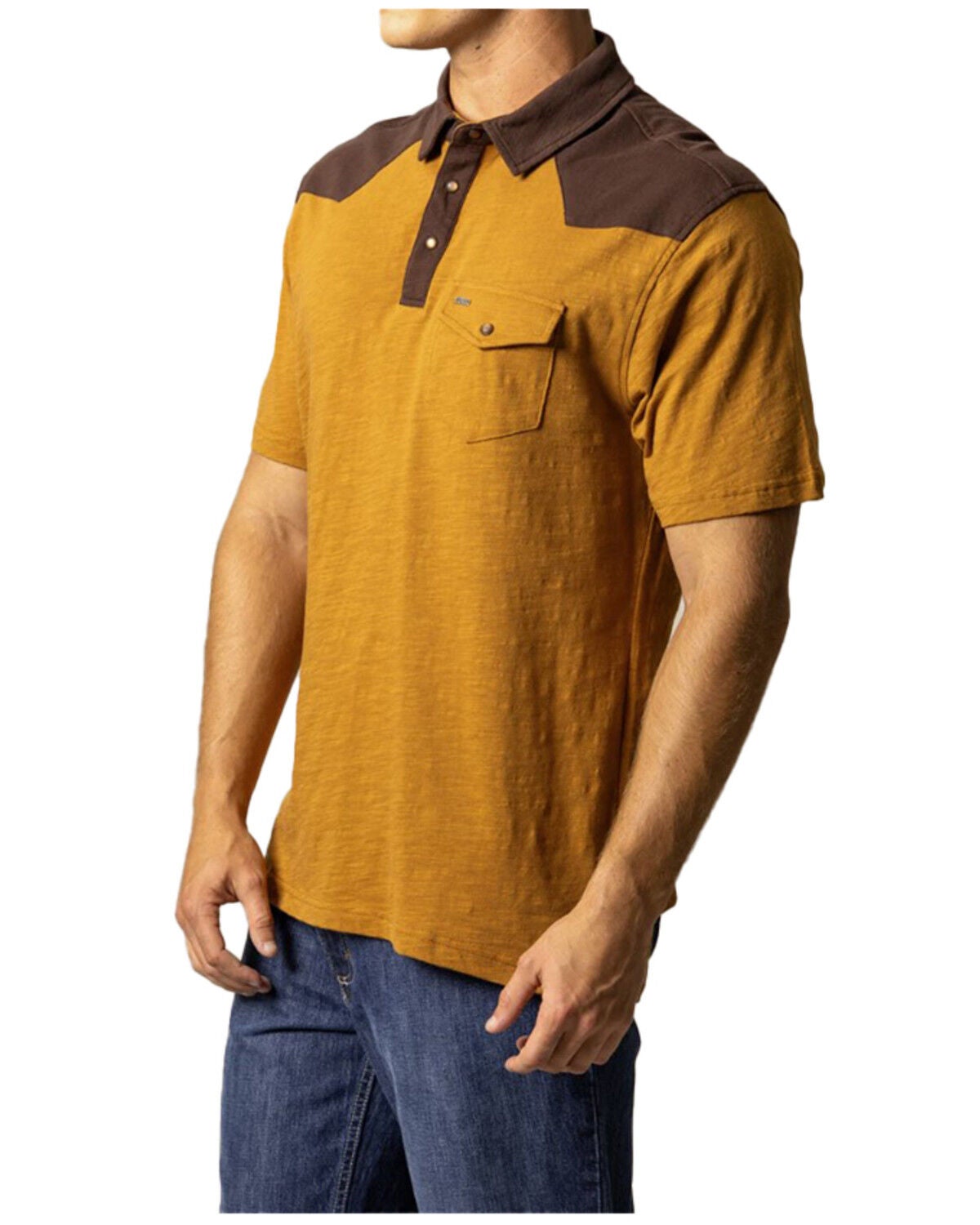 Image #2 - Kimes Ranch Men's G-2 Colorblock Short Sleeve Snap Polo Shirt, Brown, hi-res