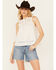 Image #1 - Eyeshadow Women's Lace Bodice Tank, White, hi-res