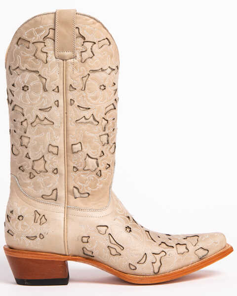 Image #3 - Shyanne Women's Laser Cut Western Boots - Snip Toe, White, hi-res