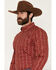 Image #2 - Cody James Men's Ol Hickory Floral Stripe Print Long Sleeve Button-Down Stretch Western Shirt - Big, Red, hi-res