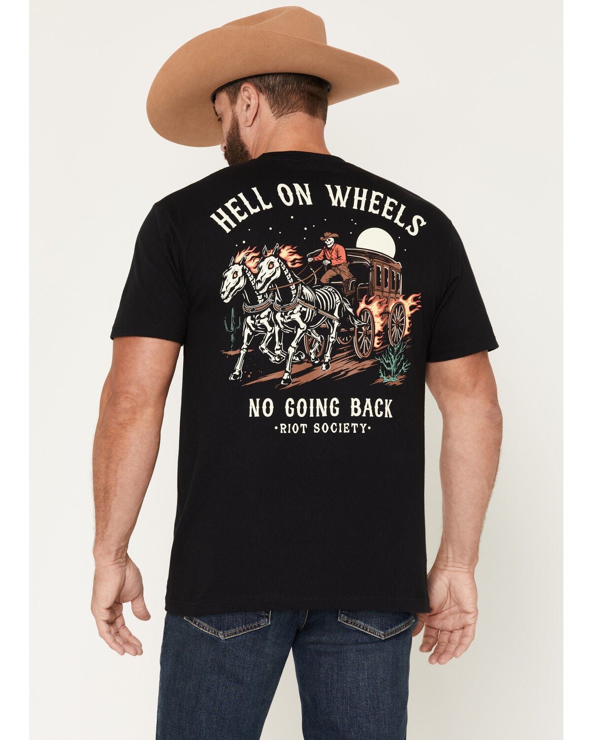 Image #1 - Riot Society Men's Hell on Wheels Short Sleeve Graphic T-Shirt, Black, hi-res