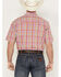 Image #4 - Resistol Men's Panama Plaid Print Short Sleeve Button Down Western Shirt, Pink, hi-res