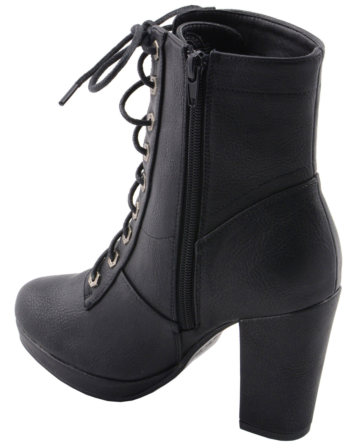 Image #8 - Milwaukee Leather Women's Lace Toe Toe Platform Boots - Round Toe, Black, hi-res