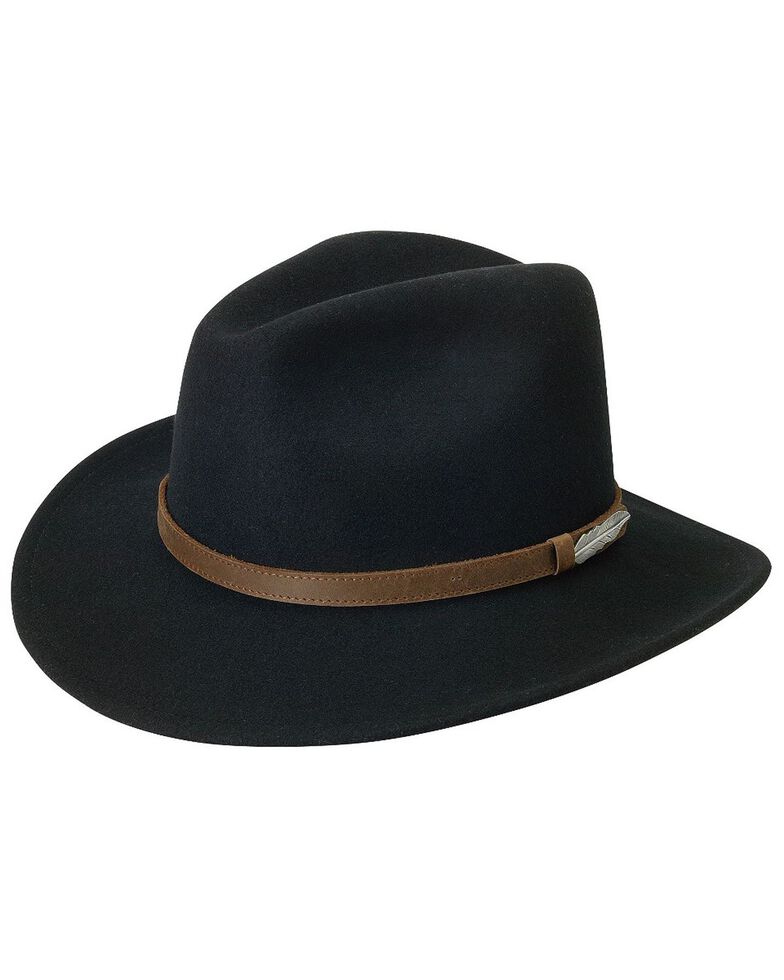 Black Creek Men's Small Brim Crushable Wool Felt Hat, Black, hi-res