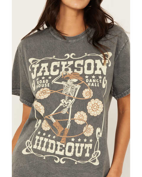 Image #3 - Youth in Revolt Women's Jackson Hideout Skeleton Short Sleeve Graphic T-Shirt, Charcoal, hi-res