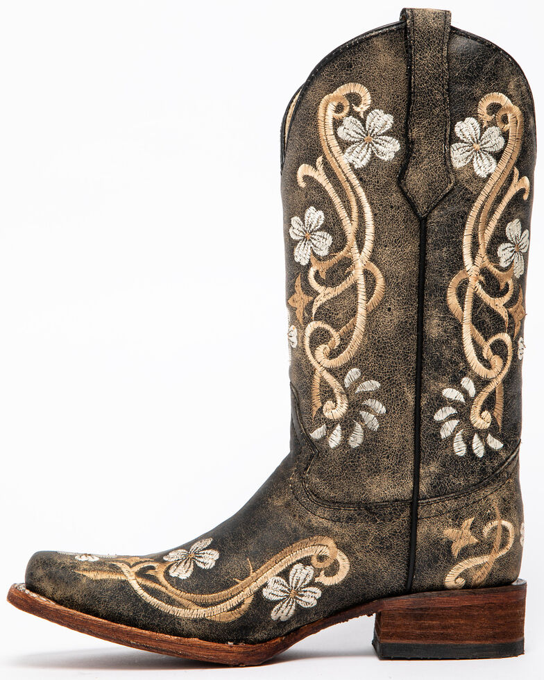 Circle G Honey Cowhide Cowgirl Boots - Square Toe , Honey, hi-res