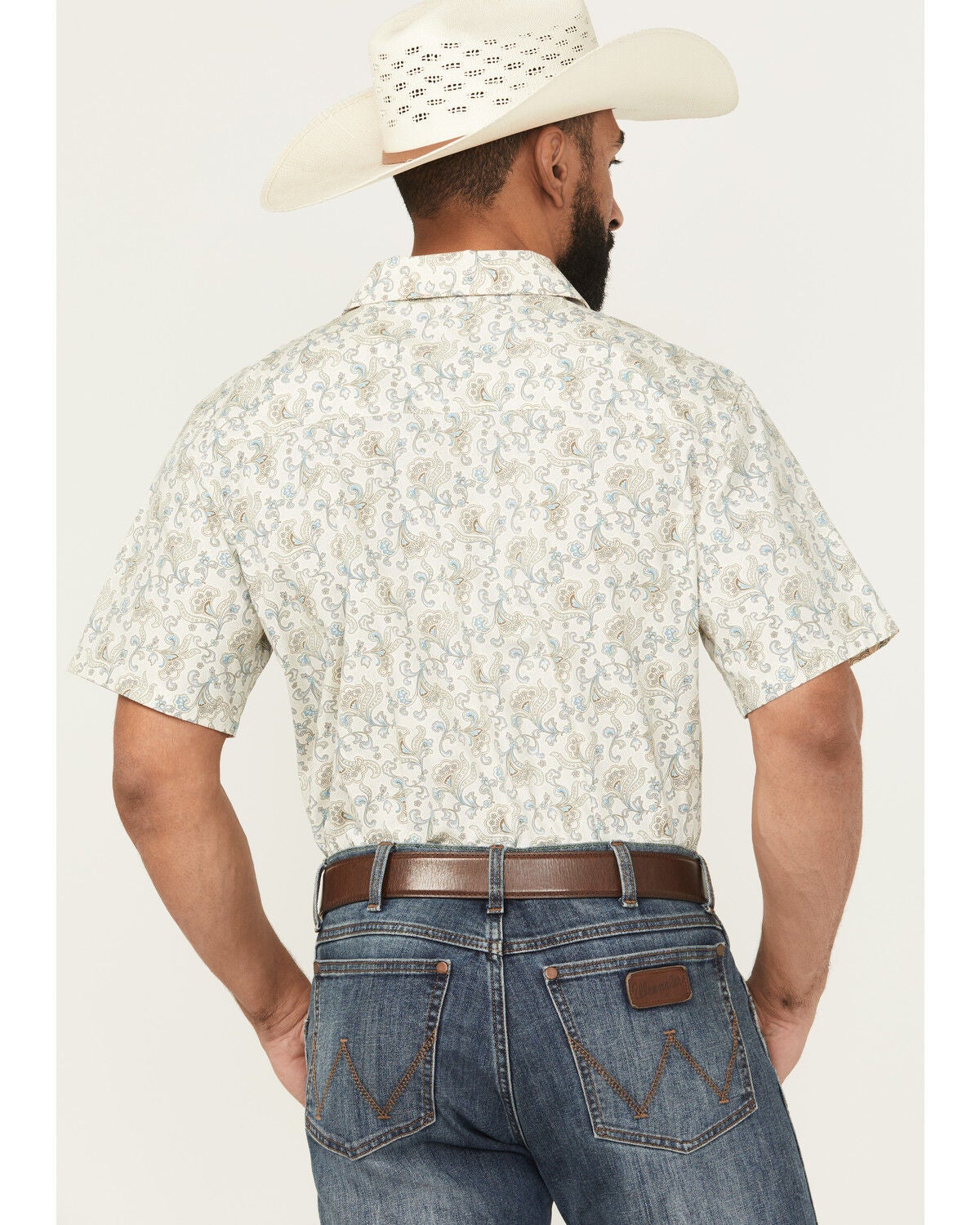 Image #4 - Gibson Trading Co Men's Groovy Floral Print Short Sleeve Button-Down Western Shirt - Big, Ivory, hi-res
