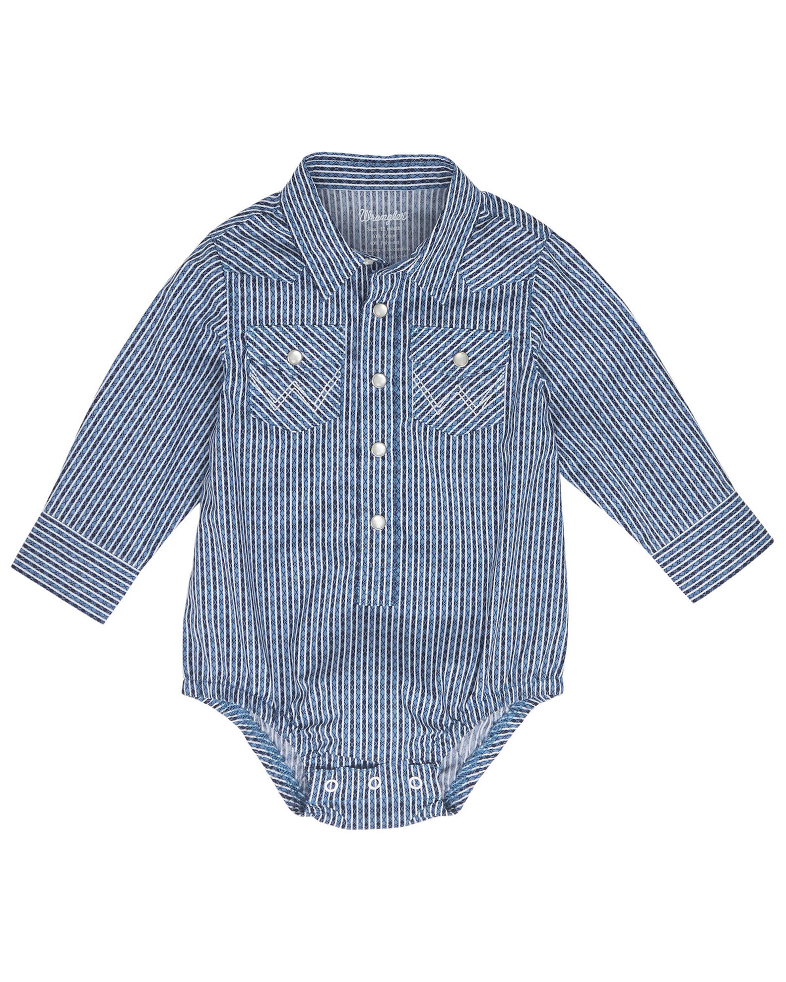 Wrangler Infant Boys Striped Long Sleeve Pearl Snap Onesie Sheplers
