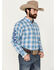 Image #1 - Ariat Men's Pro Series Griffin Team Logo Plaid Print Long Sleeve Button-Down Western Shirt - Tall , Blue, hi-res