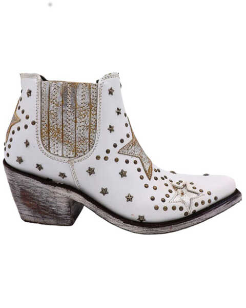 Image #2 - Caborca Silver by Liberty Black Women's A Star is Born Zippered Booties - Snip Toe , White, hi-res