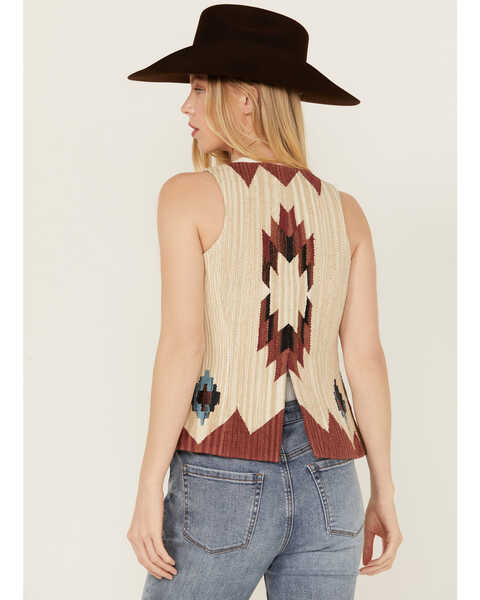 Image #4 - Shyanne Women's Southwestern Print Tapestry Leather Vest , Dark Brown, hi-res