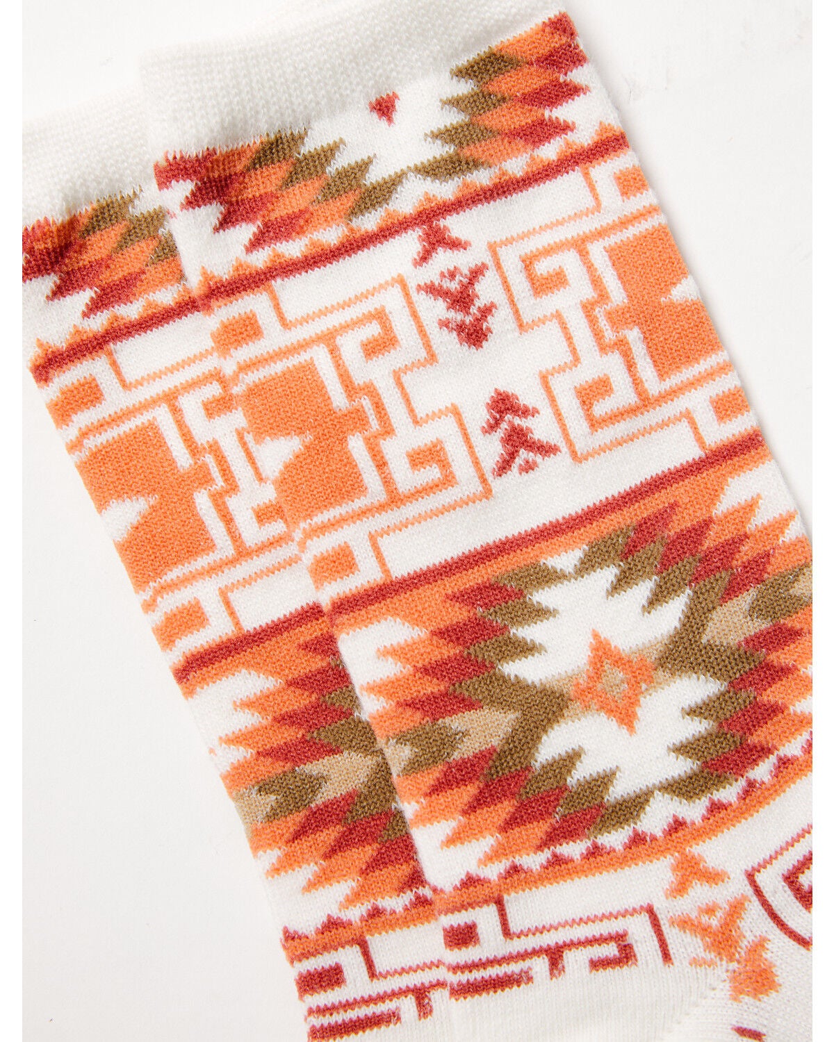 Image #2 - Boot Barn Women's Summer Western Print Crew Socks, Coral, hi-res