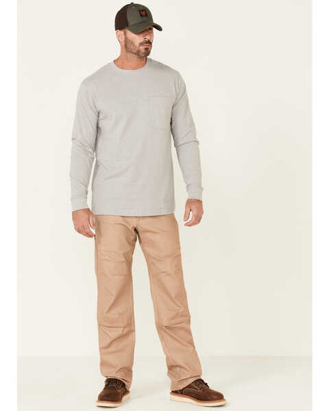 Image #2 - Hawx Men's Solid Forge Long Sleeve Work Pocket T-Shirt - Big, Light Grey, hi-res
