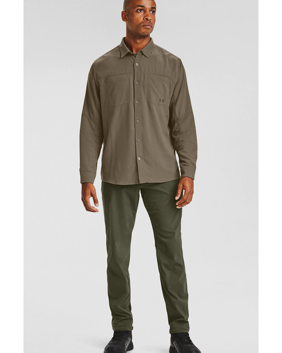 Image #3 - Under Armour Men's Green Payload Button Down Long Sleeve Work Shirt, Green, hi-res