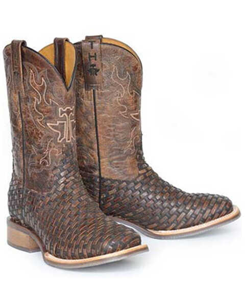 Image #1 - Tin Haul Men's Lacer Western Boots - Broad Square Toe, Brown, hi-res