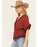 Image #2 - Shyanne Women's Embroidered Sleeve Peplum Top , Brick Red, hi-res