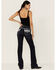 Image #3 - Grace in LA Women's Dark Wash Mid Leather Detail Pocket Bootcut Jeans, , hi-res