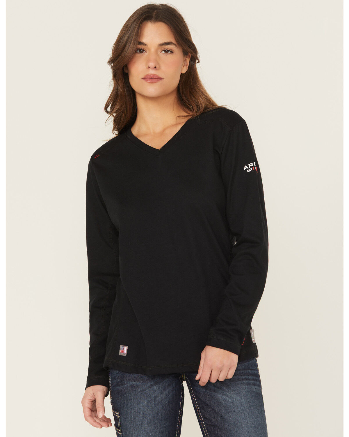 Image #1 - Ariat Women's FR AC Long Sleeve Work Top, Black, hi-res