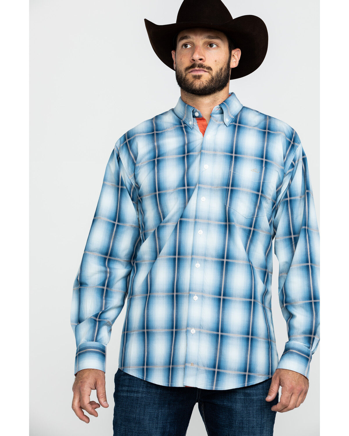 Image #5 - Resistol Men's Heitmiller Ombre Large Plaid Long Sleeve Western Shirt, , hi-res