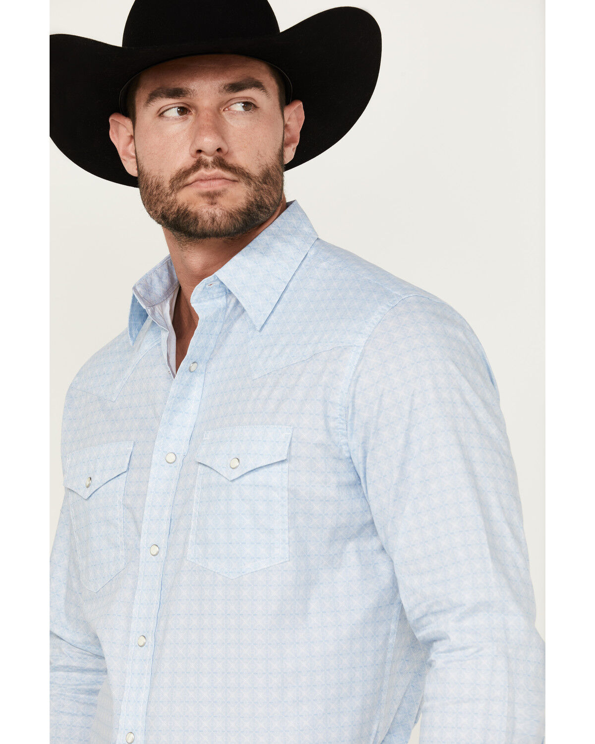 Image #2 - Wrangler 20X Men's Geo Print Long Sleeve Pearl Snap Stretch Western Shirt, Blue, hi-res